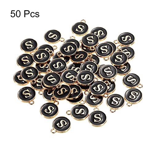 MECCANIXITY Alphabet Letter Charm Double Sided Alphabet Pendant, for Earring Jewelry Making - style: S