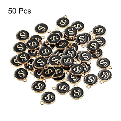 MECCANIXITY Alphabet Letter Charm Double Sided Alphabet Pendant, for Earring Jewelry Making - style: S