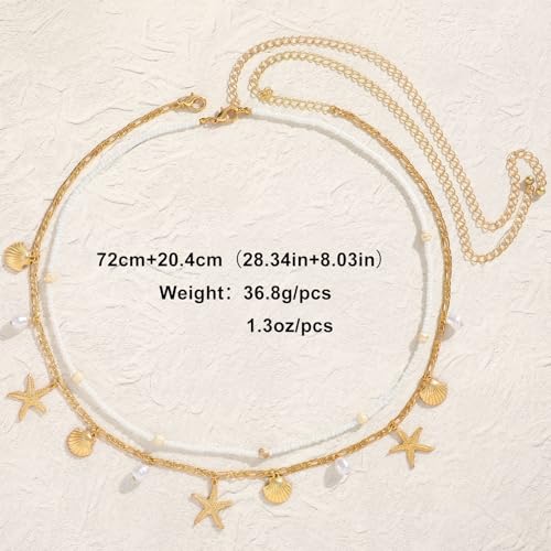 XZQTIVE Starfish Pearl Waist Chain Belts for Women Mermaids Seashell Pearl Belly Chain Gold Pirate Rave Festival Summer Bikini Beach Jewelry Accessories - style: Starfish-8