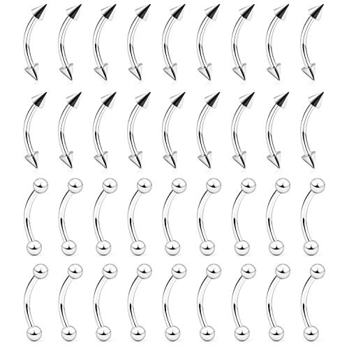 16G Surgical Steel Daith Rook Earring 8mm 10mm Curved Barbell Belly Lip Ring Eyebrow Rings Piercing Jewelry for Women Men