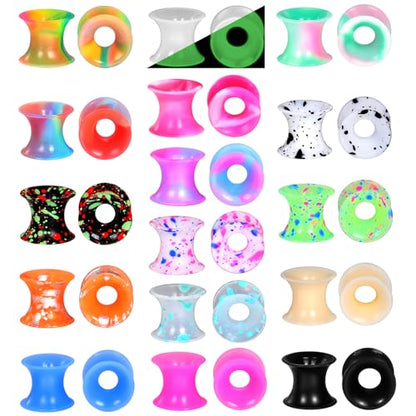 Xpircn 30Pcs Silicone Ear Gauges Flexible Ear Tunnels Plugs Stretchers Expander Double Flared Flesh Ear Piercing Jewelry for Women Men - style: Mixed Color:2G(6mm)