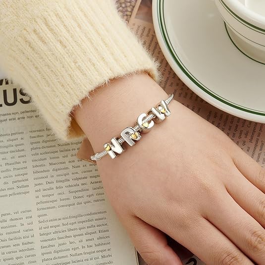 Two-Tone Gold Heart S925 Silver Letter Charm Fits Pandora Bracelet Necklace | Initial Bead Two-Tone Gold Heart, DIY European Bracelet Accessory, Gift for Ladies Birthday Anniversary Valentine - style: R