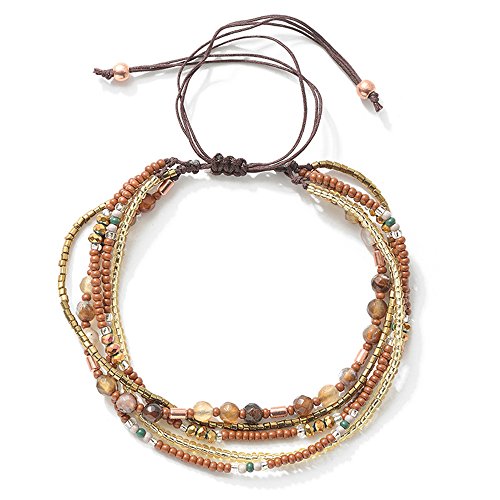 Handmade Adjustable Wrap Bracelet Bohemian String Braided Beads Anklets Gifts for Women - color: A