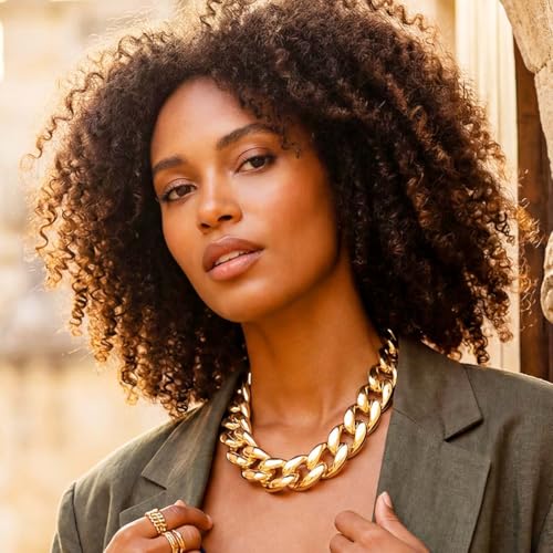 CLOACE Chunky Choker Necklace Gold Cuban Link Necklaces Chain Fashion Jewelry for Women - color: G-B
