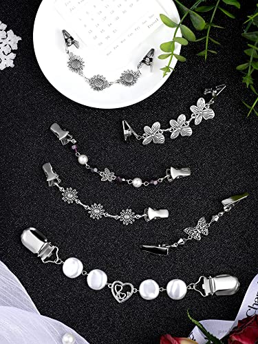Hicarer 6 Pieces Vintage Shirt Dress Cardigan Clip, Waist Clip for Women, Sweater Shawl Brooch Jacket for Clothing - style: Retro