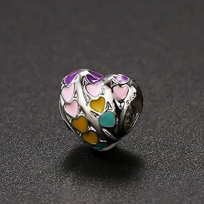 12pcs Mixed Silver Plated Colorful Enamel Alloy Beads Dangle Charms Fits for European Snake Chain Bracelet Necklace DIY Jewelry Making Supplies - color: 14pcs Beads