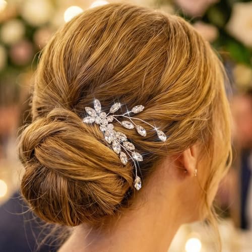 CASDRE Rhinestone Wedding Hair Comb Crystal Hair Accessories for Women (A Silver)