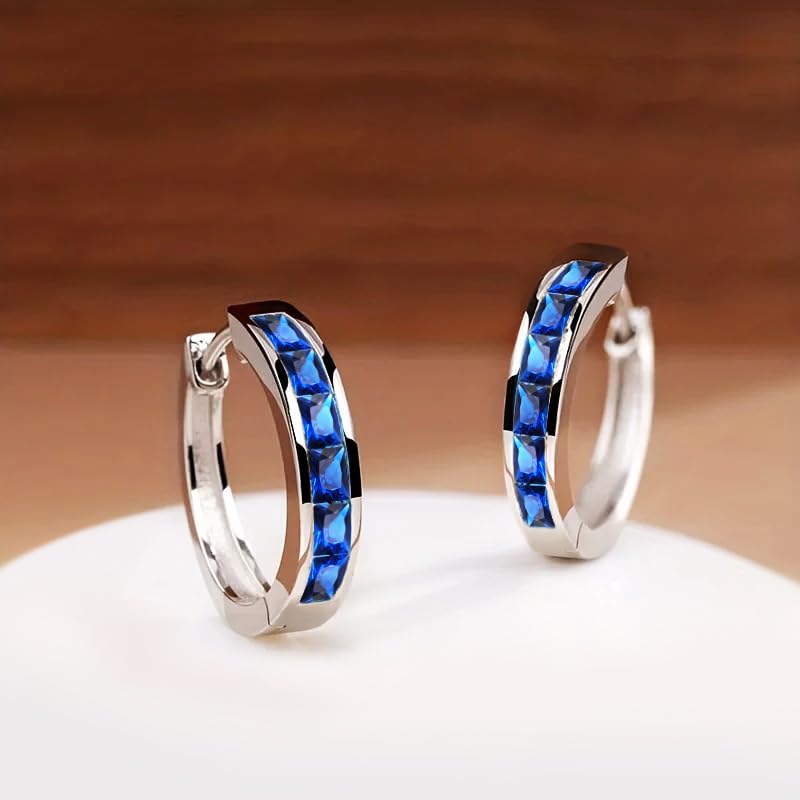 Fashionable Hoop Earrings with Princess Square Cubic Zirconia for Women - color: E3922