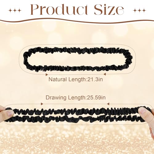 Yunlly 20 Pcs Extra Large Satin Scrunchies Extra Long Silk Hair Tie Elastic Non Slip Ponytail Holders Stylish Hair Accessories for Women Thick Curly, Natural and Dreadlock, Black