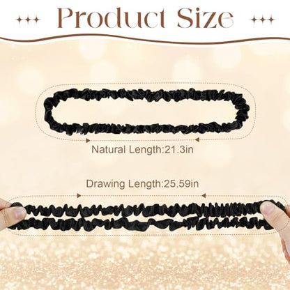 Yunlly 20 Pcs Extra Large Satin Scrunchies Extra Long Silk Hair Tie Elastic Non Slip Ponytail Holders Stylish Hair Accessories for Women Thick Curly, Natural and Dreadlock, Black