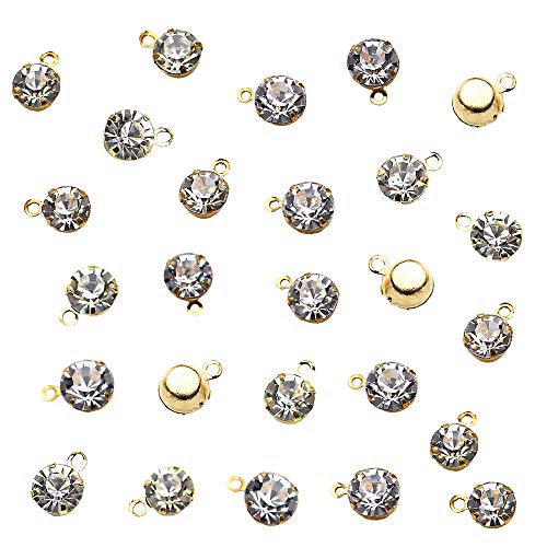 100 Pcs Rhinestone Charm Pendants Birthstone Crystal Women Diamond Dangle Pendant for Earrings Necklace Anklet Bracelet Craftings Crafts DIY Jewelry Making Accessories 0.24" Golden Plated - color: Golden Tone, size: 0.24 inches
