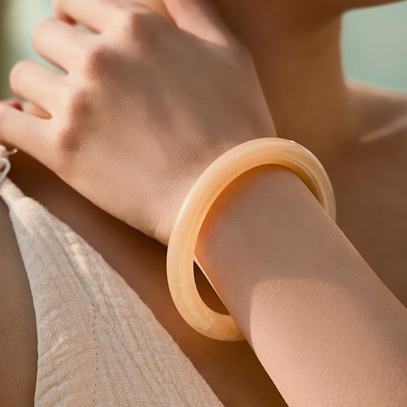 Irregular Geometric Acrylic Bangle Bracelets for Women Colorful Open-ended Wristband Acetate Mottled Cuff Bracelets Wide Chunky Resin Holiday Jewelry - color: Color D