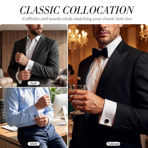 Cufflinks for Men, Stainless Steel Tuxedo Cuff Links Classic | Stainless Steel, 0.5 inch Lead-Free and Nickel-Free, groom Wedding Business Party, Gift for boyfriend Husband father - color: Black