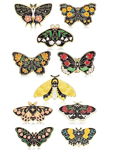 Janinka 10 Pcs Butterfly Enamel Pins Set Cute Spring Badge Back to School Lapel Brooches for Women Backpack Jewelry Gift - style: Cool Style
