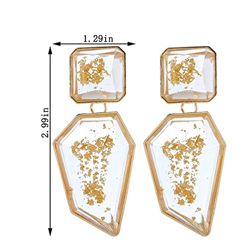 QUPENGXU Exaggerated Acrylic Drop Dangle Earrings Retro Statement Geometric Large Size Earrings For Women (white)