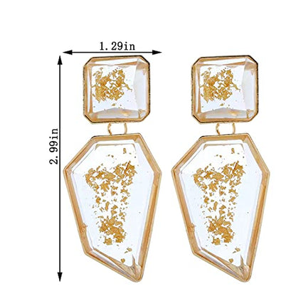 QUPENGXU Exaggerated Acrylic Drop Dangle Earrings Retro Statement Geometric Large Size Earrings For Women (white)