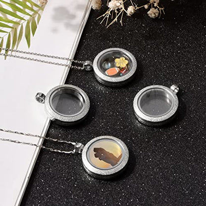 WANDIC Photo Charms, Set of 4 Matte Stainless Steel Round Memory Locket Pendant Bridal Wedding Bouquet Charms for Photo or Wedding, 25mm - color: 4pcs-silver Matte
