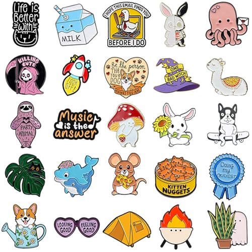 SINCCO 20/40/50/70 Pcs Cute Enamel Backpack Pins, Funny Anime Enamel Lapel Pins Bulk Set Cool Brooch Button Pins Badge Aesthetic for Backpacks, Bag, Jacket, Kids, Girls - style: 40pcs