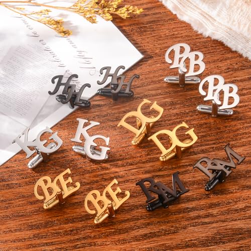 Custom Monogram Cufflinks for Men,Personalized Cufflinks for Men | Groomsmen Gifts, Stainless Steel Initial Cufflinks , Best Man Gifts, Groomsmen Proposal, Cufflinks for Groom,Wedding Gift