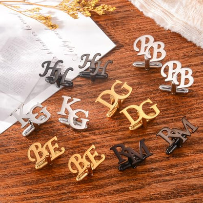 Custom Monogram Cufflinks for Men,Personalized Cufflinks for Men | Groomsmen Gifts, Stainless Steel Initial Cufflinks , Best Man Gifts, Groomsmen Proposal, Cufflinks for Groom,Wedding Gift