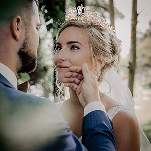 COCIDE Gold Tiara Crystal Crowns Rhinestone Crown Bride Bridal Wedding Birthday Party for Women - color: TC Gold+Clear