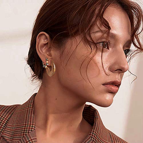 MYEARS Women Earrings Gold Huggie Hoop 14K Small Simple Hypoallergenic Everyday Jewelry - style: Sun