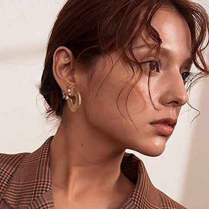 MYEARS Women Earrings Gold Huggie Hoop 14K Small Simple Hypoallergenic Everyday Jewelry - style: Sun