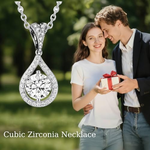 Teardrop Pendant Necklace for Women Cubic Zirconia Infinity Love Necklace Jewelry Birthday Gift for Mom, Wife, Friends