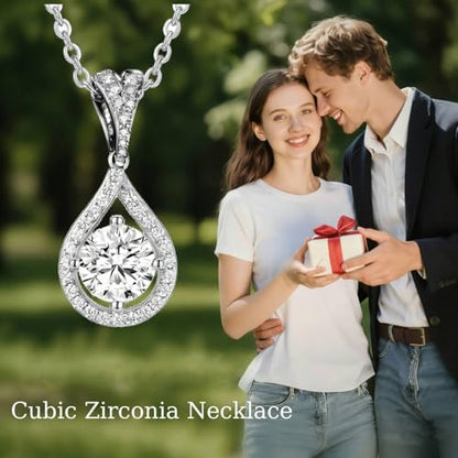 Teardrop Pendant Necklace for Women Cubic Zirconia Infinity Love Necklace Jewelry Birthday Gift for Mom, Wife, Friends