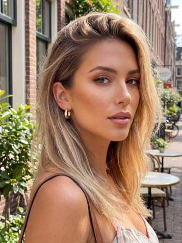 Bestyle Gold Huggies Earrings for Women Hypoallergenic 925 Sterling Silver Post Huggie Hoop Earrings Thick Lightweight Small Hoop Earrings 8/10/12/14mm - color: Gold, size: 14mm