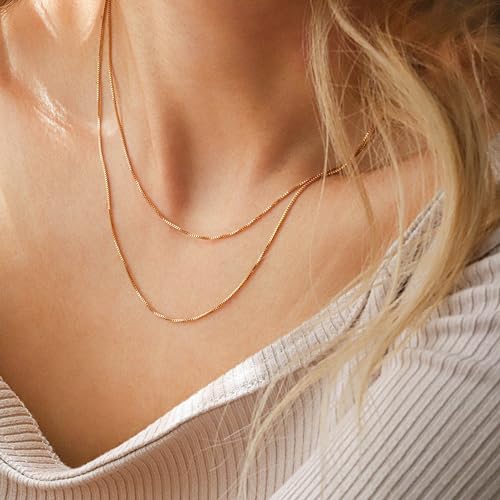 CHESKY 14K Gold Plated Layered Chain Necklace for Women | Trendy Cuban Link Chain, Chunky Paperclip Chain, Toggle Clasp Necklace, Fashion Gold Jewelry, Daily Gift for Women - style: Box Chain-GD