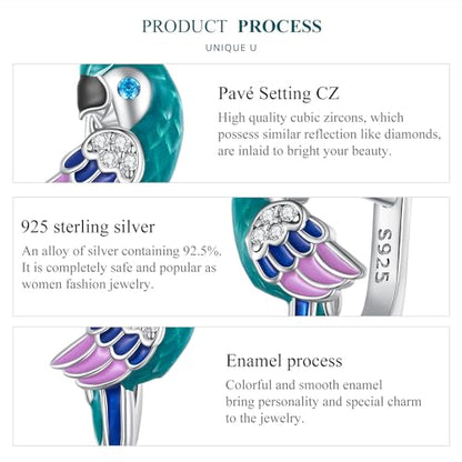 925 Sterling Silver Earrings Hypoallergenic Huggie Earring for Women - color: parrot