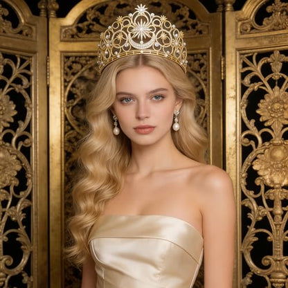 Crystal Crowns for Women, Crystal Bubble TiaraBride Royal Queen Headband Princess Headpieces for Women Bridal Wedding Prom Birthday Party Crowns - color: Golden Star & Moon Crown
