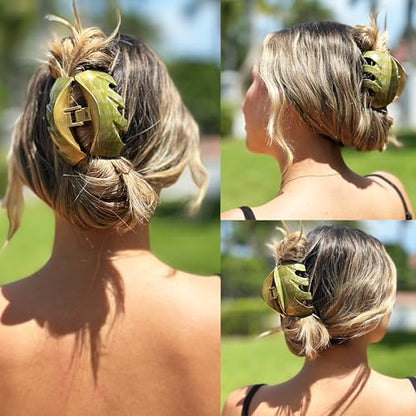 Camila Paris CP3647 French Octopus Hair Clip, 3.25" Large Claw Clips for Thick Hair, Girl Octopus Claw Clip for Women, Strong No-Slip Grip, Wide Jaw Clips for Women, Made in France - color: Green 3.5"