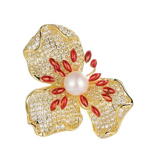 Brooches and Pins for Women Elegant Flower Pearl Brooches Costume Broches Jewelry Lady Christmas Pin for Women - style: Charming Pistil