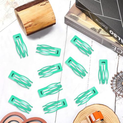 20 Pcs Snap Hair Clips for Women Snap Hair Barrettes Double Grip Hair Clips 3 Prong Clips for Hair Barrettes for Women Girls (Light green) - color: Light green
