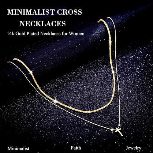 Layered Plated Silver Cross Necklace Sparkle Chain Dainty Jewelry for Women - color: C-Style