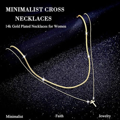 Layered Plated Silver Cross Necklace Sparkle Chain Dainty Jewelry for Women - color: C-Style