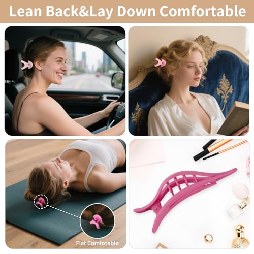 CHANDAT Hair Clips for Women, Flat Hair Clips, 8 pcs, 2style - Pink | 4.3 Inch Large Square Hair Claw Clips & Flat Hair Clips, Thick & Thin Hair, Hair Accessories for Women, Strong Hold Non-Slip - color: Pink