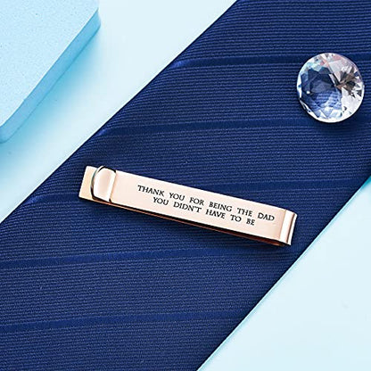 Father of the Bride and Groom Gifts - Wedding Tie Clips for Groomsmen From the Bride - Stainless Steel Tie Bars - color: Step Father of The Bride - Rose Gold