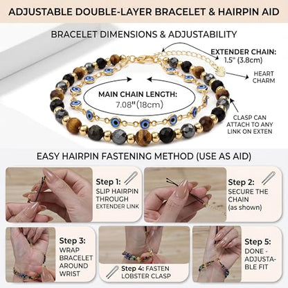 Farfume Crystal Beaded Bracelets for Women 4mm Natural Stone Jewelry Gifts | Natural Beads Gemstone,Handmade,Helper Tool,Yoga Protection,Hypoallergenic,Durability Wear - color: Money Success-Abundance & Prosperity