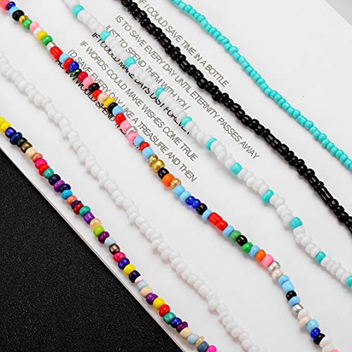 4-12 Pieces Beaded Choker Necklaces for Women Boho Seed Bead Choker Set Hawaiian Handmade Turquoise Beach Beads Necklace Chain Jewelry - style: Style 6