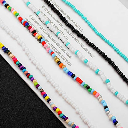 4-12 Pieces Beaded Choker Necklaces for Women Boho Seed Bead Choker Set Hawaiian Handmade Turquoise Beach Beads Necklace Chain Jewelry - style: Style 6