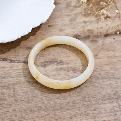 Chunky Acrylic Bangles Bracelets For Women Geometric Acrylic Resin Acetate Mottled Wide Bangle Bracelet Statement Colorful Bangles for Party - color: Cream Acrylic resin Bracelet