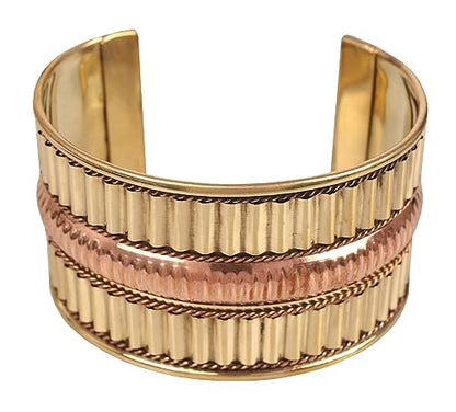 Touchstone Indian Bollywood Desire Brass Base Exotic Workmanship Free Size Cuff Bracelet in Antique Gold Or White Or Copper Tone for Women. - style: D160 Gold