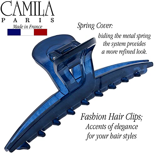 Camila Paris CP3226 French Hair Clip for Women, Narrow, Strong Hold Grip Double Teeth Girls Hair Claw Clips Jaw, Fashion Durable Styling Hair Accessories for Women, Made in France - color: Blue 4"
