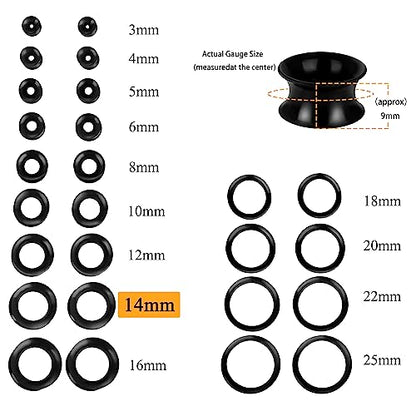 Xpircn 30Pcs Silicone Ear Gauges Flexible Ear Tunnels Plugs Stretchers Expander Double Flared Flesh Ear Piercing Jewelry for Women Men - style: Gauge:9/16"(14mm)