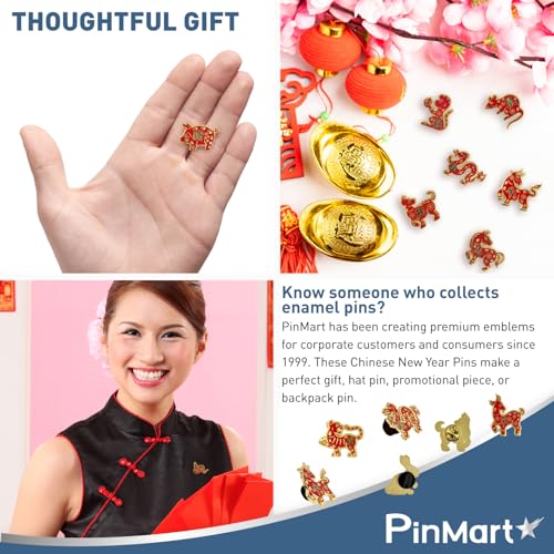 PinMart Chinese Zodiac Enamel Lapel Pin - color: Zodiac All Signs Gold Plated, size: 12pc Gift Set
