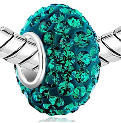 Adabele 1pc Solid 925 Sterling Silver Jan-Dec Birthstone Bead Charm - color: May