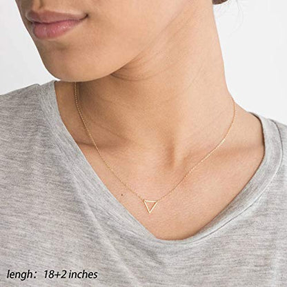 Turandoss Gold Layered Necklaces for Women - 14K Gold Plated Handmade Multilayer Bar Pearls Coin Disc Moon Butterfly Medallion Adjustable Dainty Layered Choker Necklaces for Women Jewelry - style: "3 Layered Necklace - Chain&Triangle&Bar